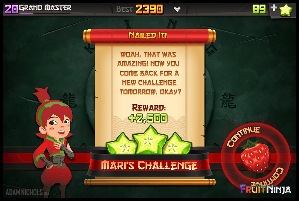 Fruit Ninja - UI Design: Mari's Daily Challenge (split-test)