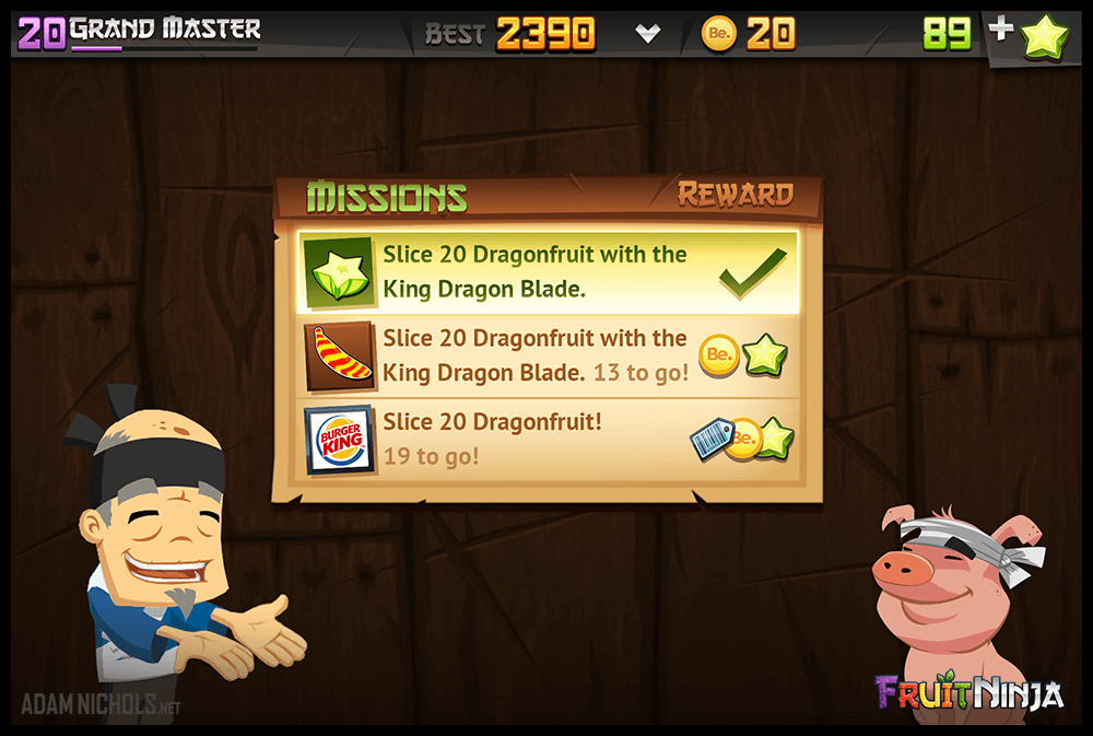 Fruit Ninja - UI Design: Missions Popup