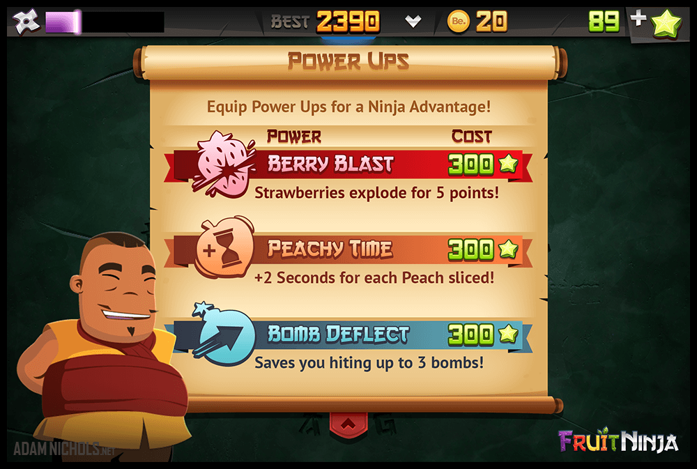 Fruit Ninja - UI Design: Power Ups Popup