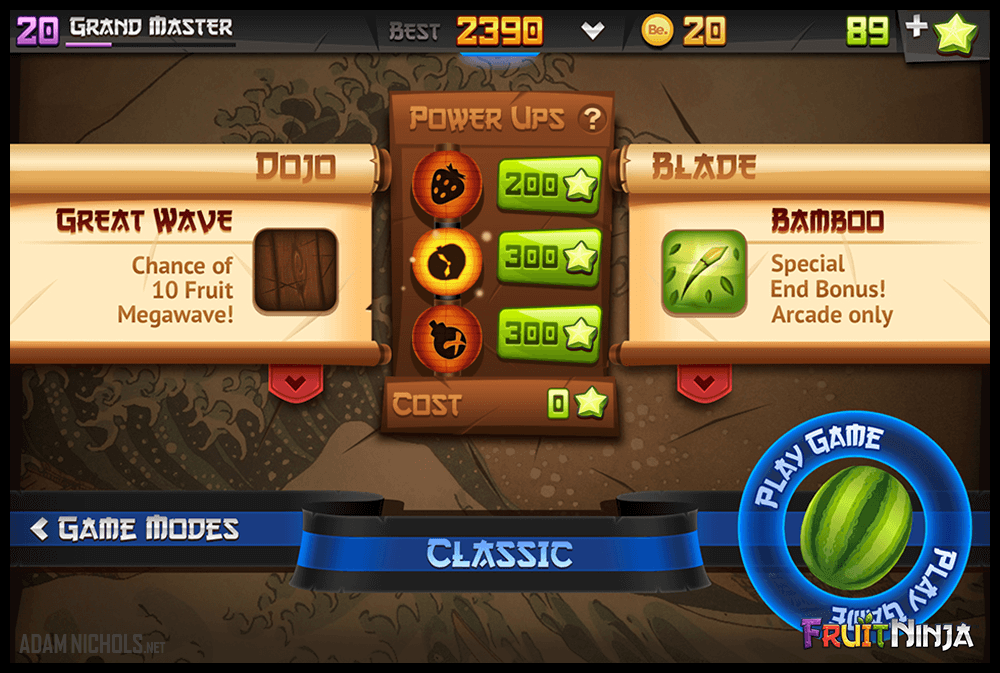 Fruit Ninja - UI Design: Pre-game