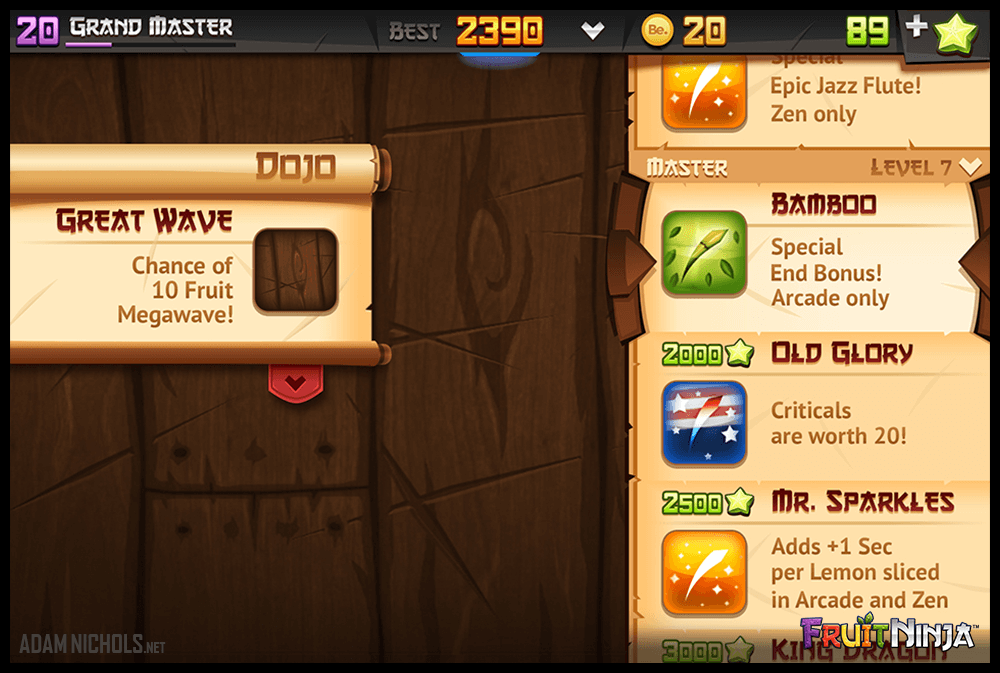 Fruit Ninja - UI Design: Pre-game - Blade Select