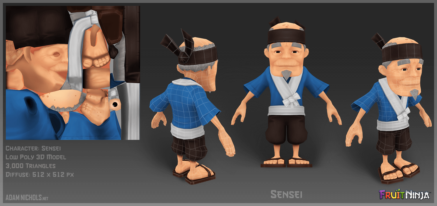 Fruit Ninja - Sensei 3D Low Poly Character Asset