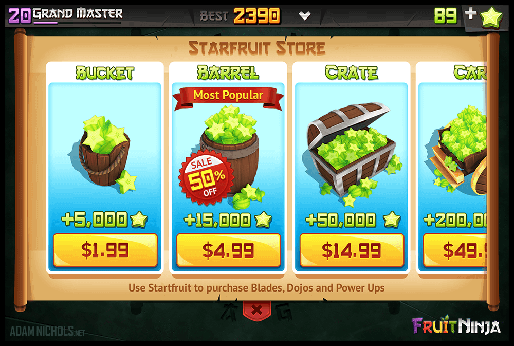 Fruit Ninja - UI Design: Starfruit Store