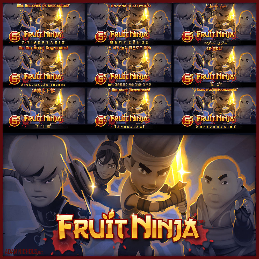 Fruit Ninja 5th Anniversary Update - Feature Artwork with translations