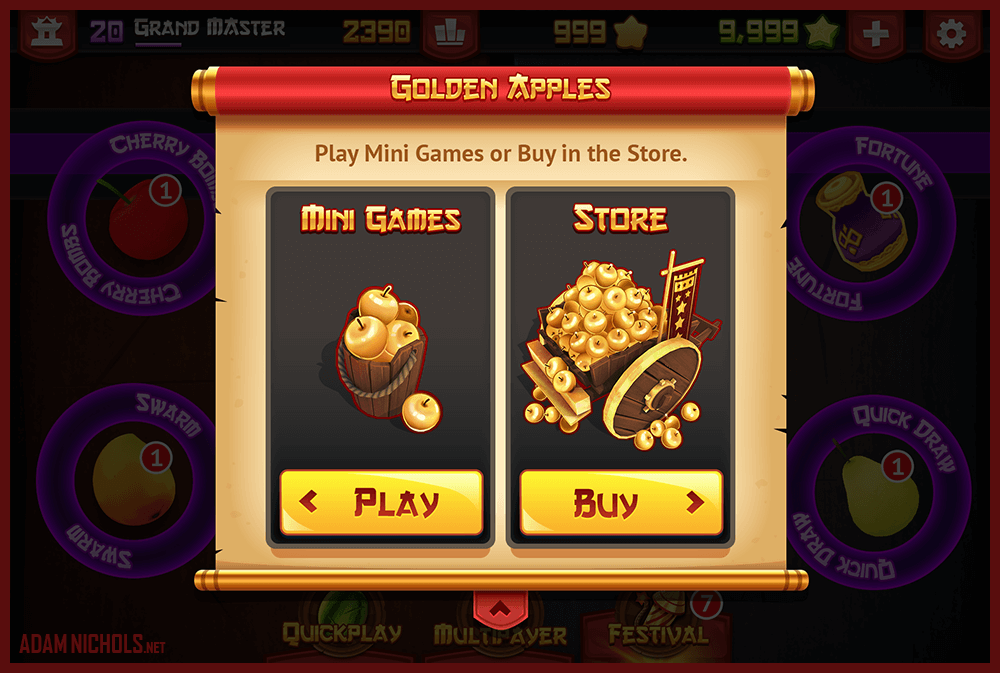 Fruit Ninja 5th Anniversary Update - UI: Golden Apples Popup