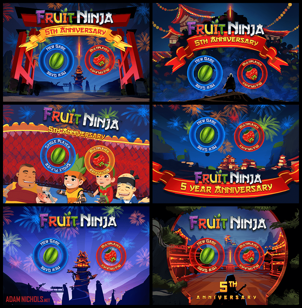 Fruit Ninja 5th Anniversary Update - Landing Concept Sketches