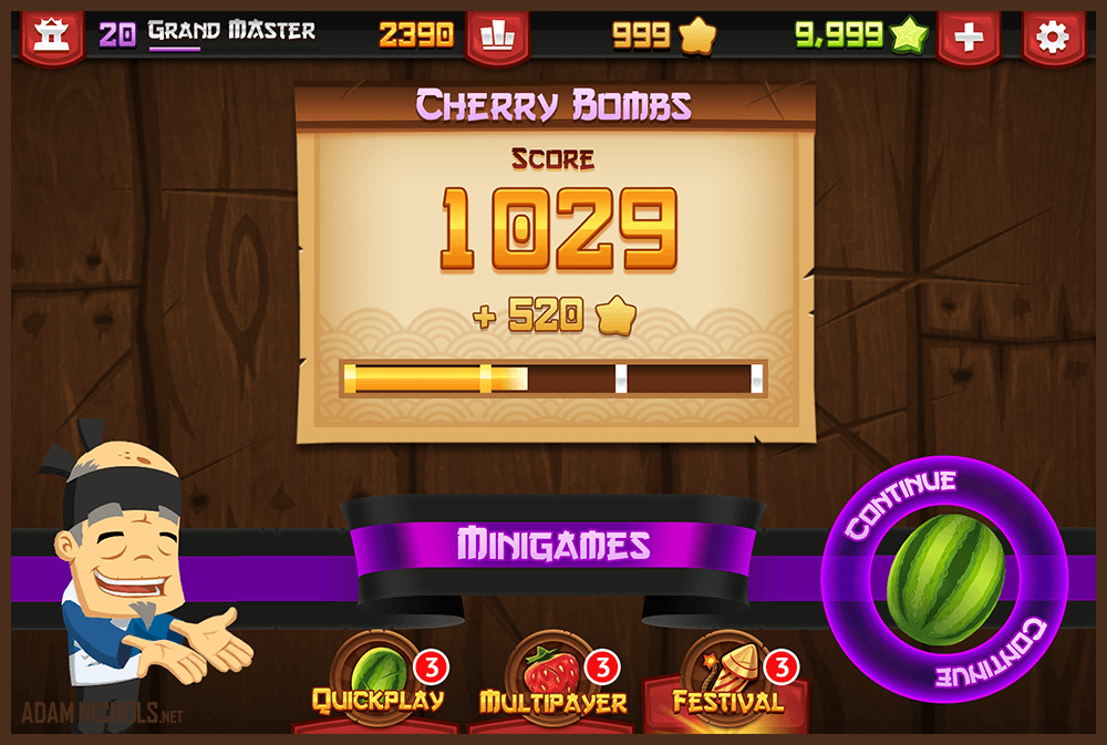 Fruit Ninja 5th Anniversary Update - UI: Minigames Results Screen